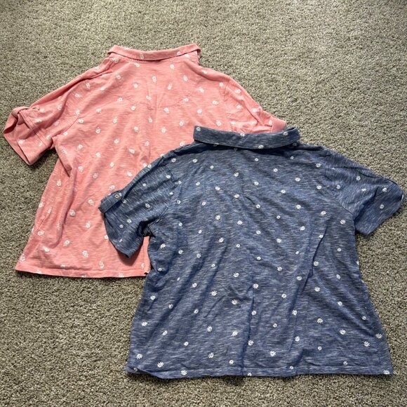 Coral Bay Lot of 2 Womens Floral Polo Shirts PXL Blue & Pink Short Sleeve - Picture 2 of 7
